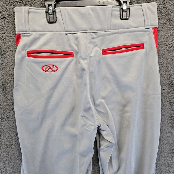 Rawlings Baseball Pant Adult Size Medium Gray Red Pro Dri - Picture 7 of 12